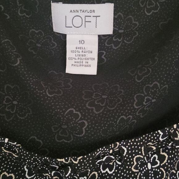 ANN TAYLOR Loft Floral Black and White Dress-- Size 10 - Picture 4 of 5